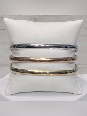NEW Rounded Rectangular Stainless Steel Bangle Trio